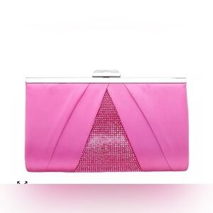 Nina Women's Pleated Stain Crystal Frame Clutch